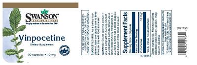 Photo of the Swanson Premium Brand Vinpocetine 10 mg label