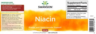 Photo of the Swanson Niacin 500 mg label