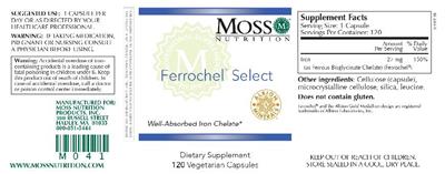 Photo of the Moss Nutrition Ferrochel Select label