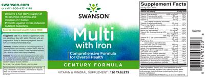 Photo of the Swanson Multi with Iron Century Formula label