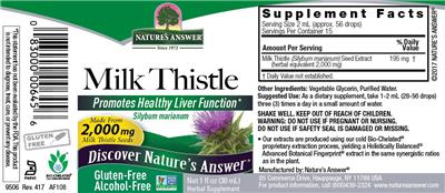 Photo of the Nature's Answer Milk Thistle Alcohol-Free label