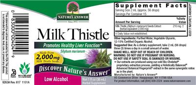 Photo of the Nature's Answer Milk Thistle label