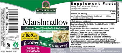 Photo of the Nature's Answer Marshmallow label
