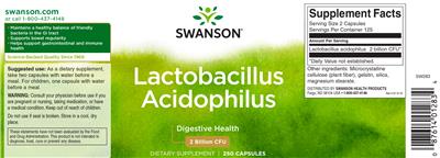 Photo of the Swanson Lactobacillus Acidophilus 2 Billion CFU label