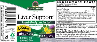 Photo of the Nature's Answer Liver Support Alcohol-Free label