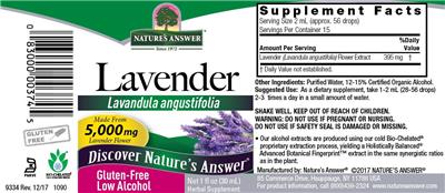 Photo of the Nature's Answer Lavender label