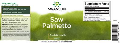 Photo of the Swanson Saw Palmetto 540 mg label