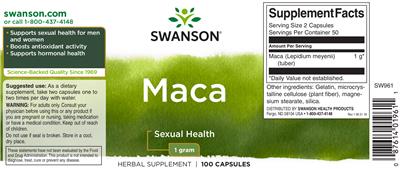 Photo of the Swanson Maca 1 gram label