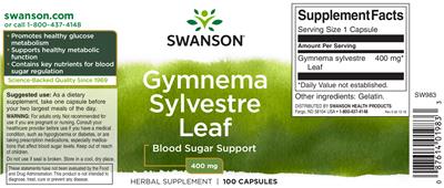 Photo of the Swanson Gymnema Sylvestre Leaf 400 mg label
