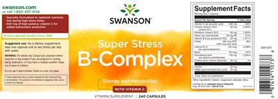 Photo of the Swanson Super Stress B-Complex with Vitamin C label