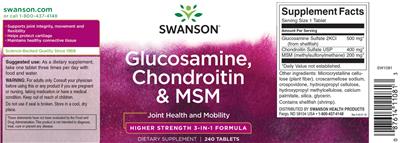 Photo of the Swanson Glucosamine, Chondroitin & MSM label