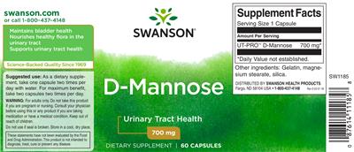 Photo of the Swanson D-Mannose 700 mg label