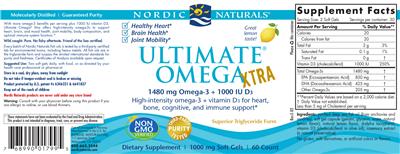 Photo of the Nordic Naturals Ultimate Omega Xtra Lemon label