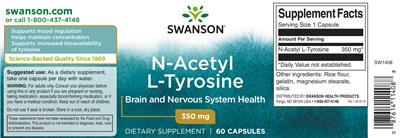 Photo of the Swanson N-Acetyl L-Tyrosine 350 mg label