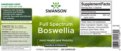 Photo of the Swanson Full Spectrum Boswellia Double Strength label