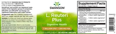 Photo of the Swanson L. Reuteri Plus label