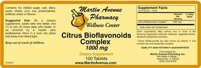 Photo of the Martin Avenue Pharmacy Citrus Bioflavonoids Complex 1000 mg label
