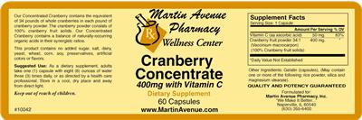 Photo of the Martin Avenue Pharmacy Cranberry Concentrate 400 mg With Vitamin C label