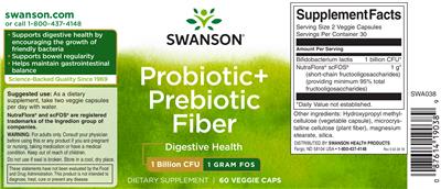 Photo of the Swanson Probiotic + Prebiotic Fiber label
