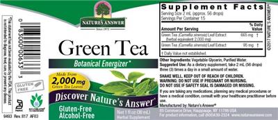 Photo of the Nature's Answer Green Tea Alcohol-Free label