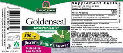 Photo of the Nature's Answer Goldenseal label