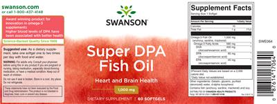 Photo of the Swanson Super DPA Fish Oil 1,000 mg label