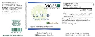 Photo of the Moss Nutrition L-5-MTHF label