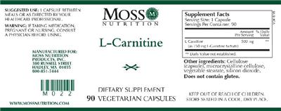 Photo of the Moss Nutrition L-Carnitine label