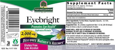 Photo of the Nature's Answer Eyebright label