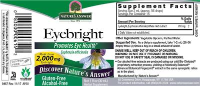 Photo of the Nature's Answer Eyebright Alcohol-Free label