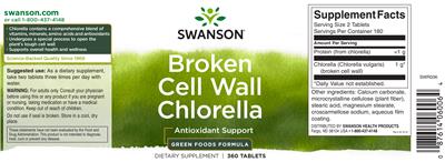 Photo of the Swanson Broken Cell Wall Chlorella label