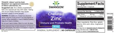 Photo of the Swanson Chelated Zinc 30 mg label