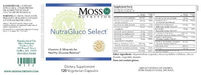 Photo of the Moss Nutrition NutraGluco Select label