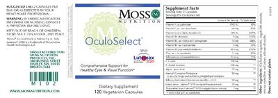 Photo of the Moss Nutrition OculoSelect label