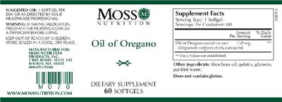 Photo of the Moss Nutrition Oil of Oregano label