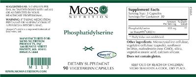 Photo of the Moss Nutrition Phosphatidylserine label