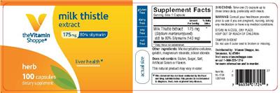 Photo of the The Vitamin Shoppe Milk Thistle Extract 175 mg label