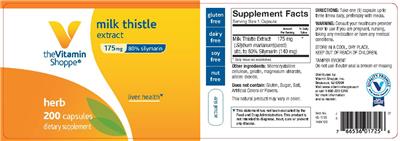 Photo of the The Vitamin Shoppe Milk Thistle Extract 175 mg label