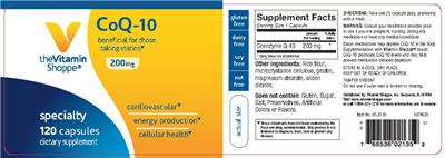 Photo of the The Vitamin Shoppe CoQ-10 200 mg label