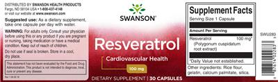 Photo of the Swanson Resveratrol 100 mg label
