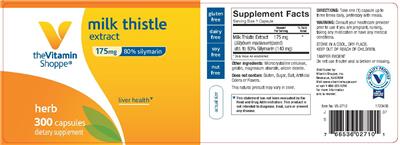 Photo of the The Vitamin Shoppe Milk Thistle Extract 175 mg label
