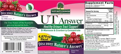 Photo of the Nature's Answer UT Answer label