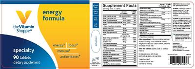 Photo of the The Vitamin Shoppe Energy Formula label
