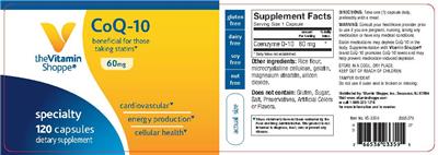 Photo of the The Vitamin Shoppe CoQ-10 60 mg label