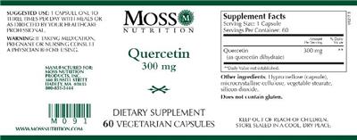 Photo of the Moss Nutrition Quercetin 300 mg label