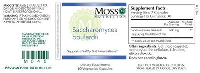 Photo of the Moss Nutrition Saccharomyces Boulardii label