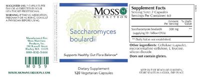 Photo of the Moss Nutrition Saccharomyces Boulardii label