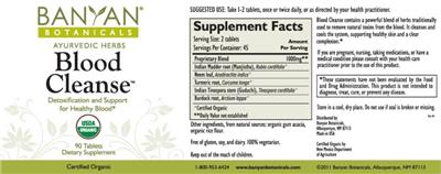 Photo of the Banyan Botanicals Blood Cleanse label