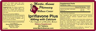 Photo of the Martin Avenue Pharmacy Ipriflavone Plus 600 mg With Calcium label