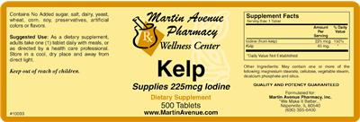 Photo of the Martin Avenue Pharmacy Kelp label
